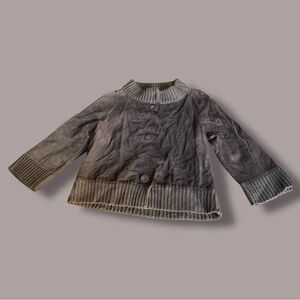 Jones New York Brown Button-Up Suede/Sweater Jacket Sz S